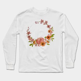 asymmetrical floral wreath Long Sleeve T-Shirt